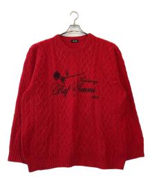 RAF SIMONS（ラフシモンズ）の古着「19AW PRINTED ARAN KNIT SWEATER」｜レッド