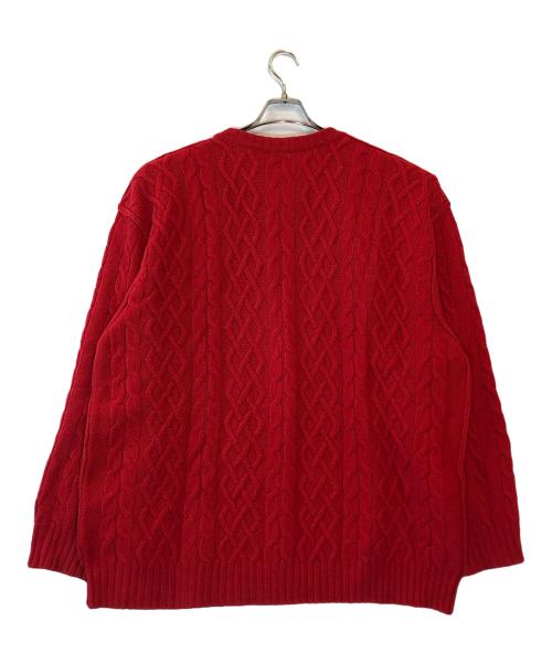 RAF SIMONS（ラフシモンズ）RAF SIMONS (ラフシモンズ) 19AW PRINTED ARAN KNIT SWEATER レッド サイズ:Mの古着・服飾アイテム