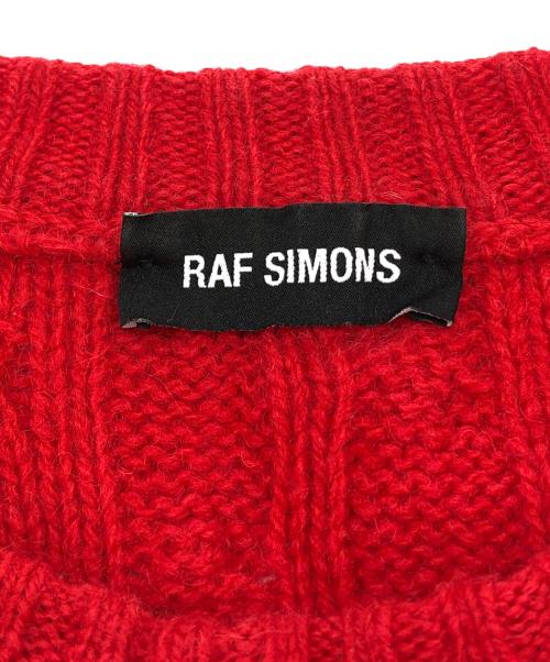 RAF SIMONS（ラフシモンズ）RAF SIMONS (ラフシモンズ) 19AW PRINTED ARAN KNIT SWEATER レッド サイズ:Mの古着・服飾アイテム