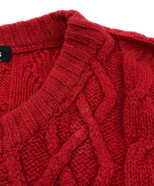RAF SIMONS（ラフシモンズ）RAF SIMONS (ラフシモンズ) 19AW PRINTED ARAN KNIT SWEATER レッド サイズ:Mの古着・服飾アイテム