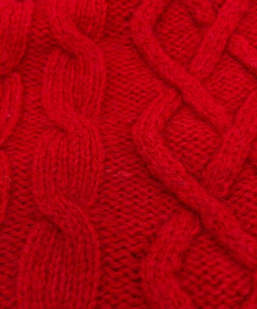 RAF SIMONS（ラフシモンズ）RAF SIMONS (ラフシモンズ) 19AW PRINTED ARAN KNIT SWEATER レッド サイズ:Mの古着・服飾アイテム