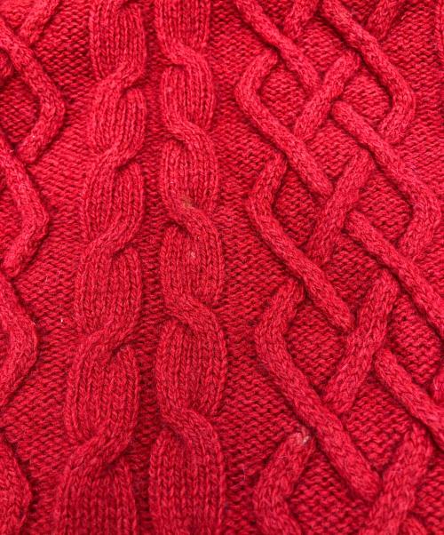 RAF SIMONS（ラフシモンズ）RAF SIMONS (ラフシモンズ) 19AW PRINTED ARAN KNIT SWEATER レッド サイズ:Mの古着・服飾アイテム