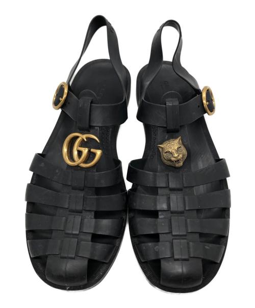 GUCCI（グッチ）GUCCI (グッチ) GGタイガーバックルラバーサンダル ブラック サイズ:8の古着・服飾アイテム