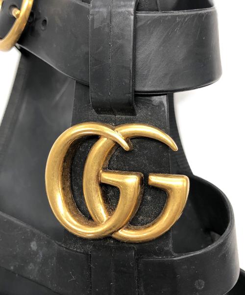 GUCCI（グッチ）GUCCI (グッチ) GGタイガーバックルラバーサンダル ブラック サイズ:8の古着・服飾アイテム