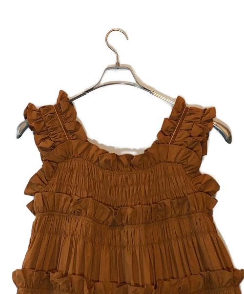 perna（ペルナ）perna (ペルナ) ギャザーキャミフリルワンピース オレンジ サイズ:Lの古着・服飾アイテム