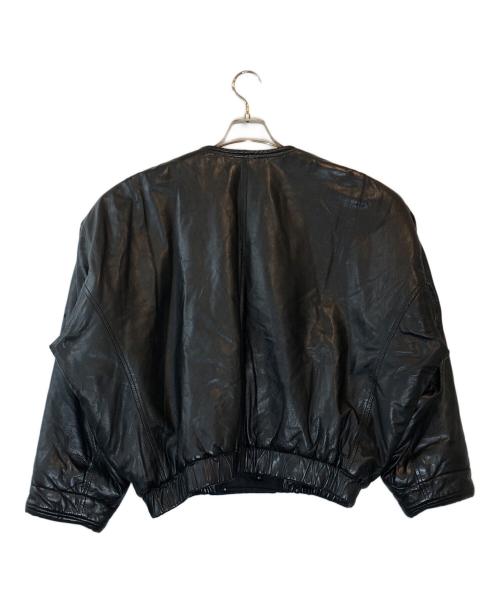 ISSEY MIYAKE（イッセイミヤケ）ISSEY MIYAKE (イッセイミヤケ) ノーカラーレザージャケット ブラック サイズ:9の古着・服飾アイテム