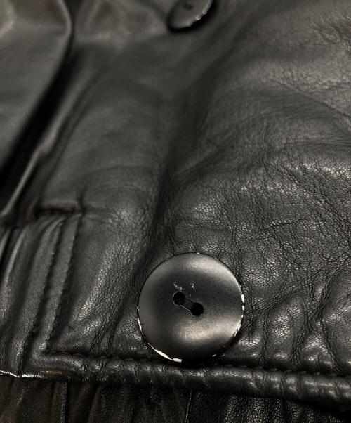 ISSEY MIYAKE（イッセイミヤケ）ISSEY MIYAKE (イッセイミヤケ) ノーカラーレザージャケット ブラック サイズ:9の古着・服飾アイテム