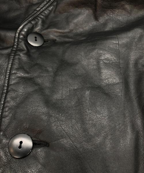 ISSEY MIYAKE（イッセイミヤケ）ISSEY MIYAKE (イッセイミヤケ) ノーカラーレザージャケット ブラック サイズ:9の古着・服飾アイテム