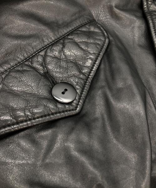 ISSEY MIYAKE（イッセイミヤケ）ISSEY MIYAKE (イッセイミヤケ) ノーカラーレザージャケット ブラック サイズ:9の古着・服飾アイテム