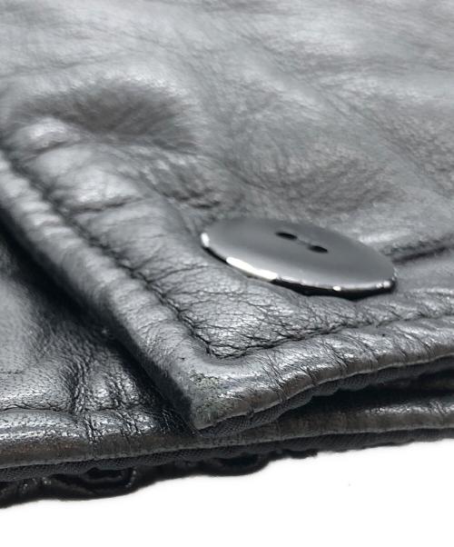 ISSEY MIYAKE（イッセイミヤケ）ISSEY MIYAKE (イッセイミヤケ) ノーカラーレザージャケット ブラック サイズ:9の古着・服飾アイテム