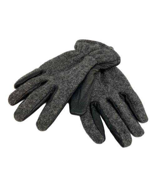 COMME des GARCONS HOMME（コムデギャルソン オム）COMME des GARCONS HOMME (コムデギャルソン オム) ウールレザー切替グローブ グレー×ブラックの古着・服飾アイテム