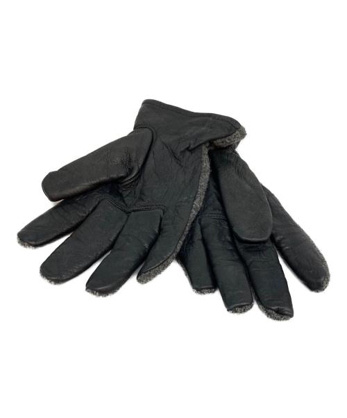 COMME des GARCONS HOMME（コムデギャルソン オム）COMME des GARCONS HOMME (コムデギャルソン オム) ウールレザー切替グローブ グレー×ブラックの古着・服飾アイテム