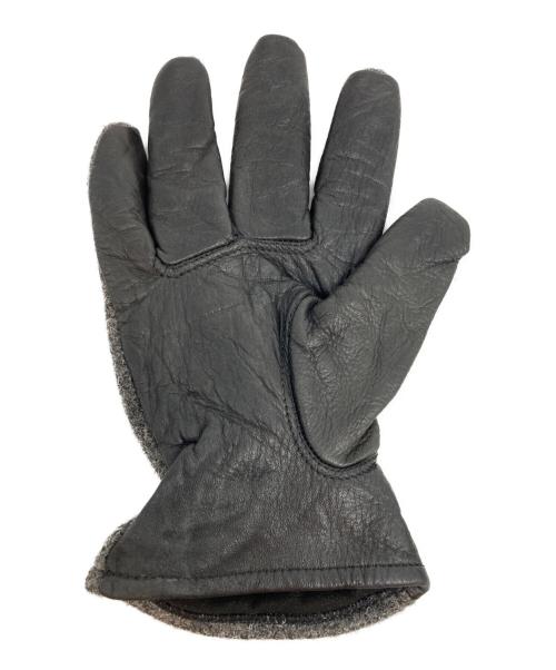 COMME des GARCONS HOMME（コムデギャルソン オム）COMME des GARCONS HOMME (コムデギャルソン オム) ウールレザー切替グローブ グレー×ブラックの古着・服飾アイテム