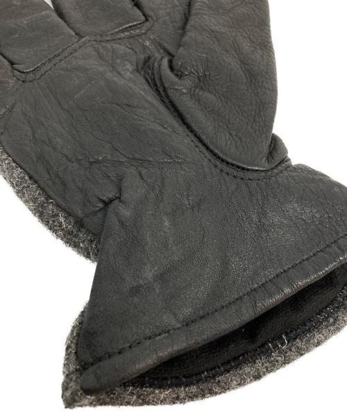COMME des GARCONS HOMME（コムデギャルソン オム）COMME des GARCONS HOMME (コムデギャルソン オム) ウールレザー切替グローブ グレー×ブラックの古着・服飾アイテム