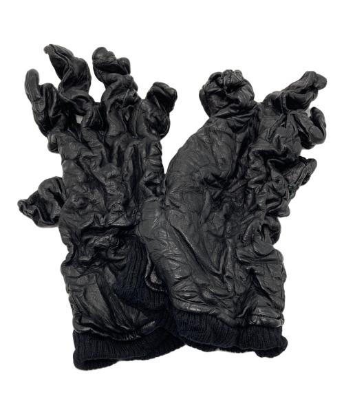 ISSEY MIYAKE MEN（イッセイミヤケメン）ISSEY MIYAKE MEN (イッセイミヤケメン) 皺加工 レザーグローブ archive ブラック サイズ:下記参照の古着・服飾アイテム