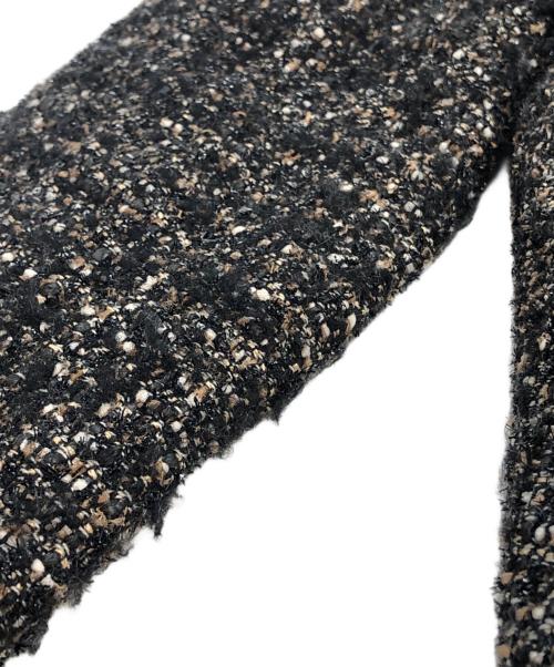 CHANEL（シャネル）CHANEL (シャネル) リボン・ココマークボタン付き  ツイードジャケット ブラック×ブラウン サイズ:38の古着・服飾アイテム