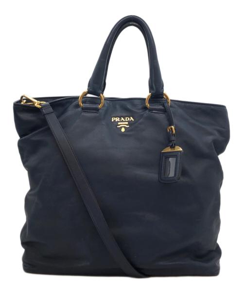 PRADA（プラダ）PRADA (プラダ) 2WAYバッグ ネイビーの古着・服飾アイテム