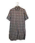 DRAWERドゥロワー）の古着「メランジチェックショートスリーブワンピース」｜ブラウン