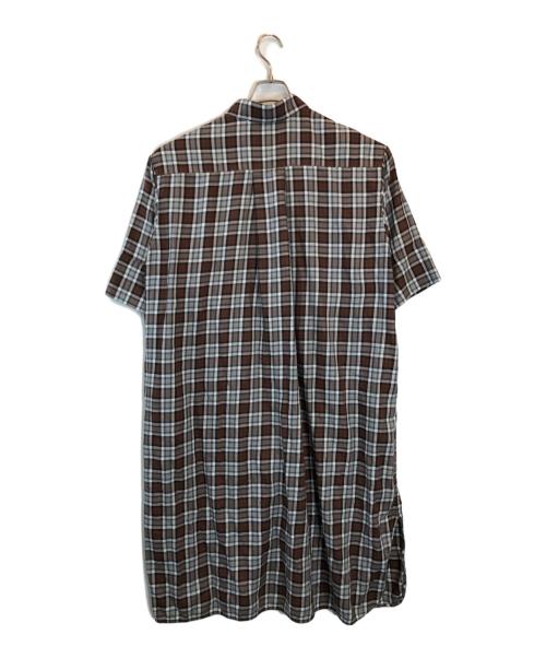 DRAWER（ドゥロワー）Drawer (ドゥロワー) メランジチェックショートスリーブワンピース ブラウン サイズ:36の古着・服飾アイテム