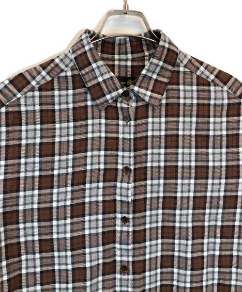 DRAWER（ドゥロワー）Drawer (ドゥロワー) メランジチェックショートスリーブワンピース ブラウン サイズ:36の古着・服飾アイテム