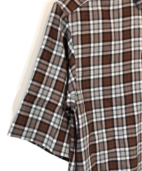DRAWER（ドゥロワー）Drawer (ドゥロワー) メランジチェックショートスリーブワンピース ブラウン サイズ:36の古着・服飾アイテム