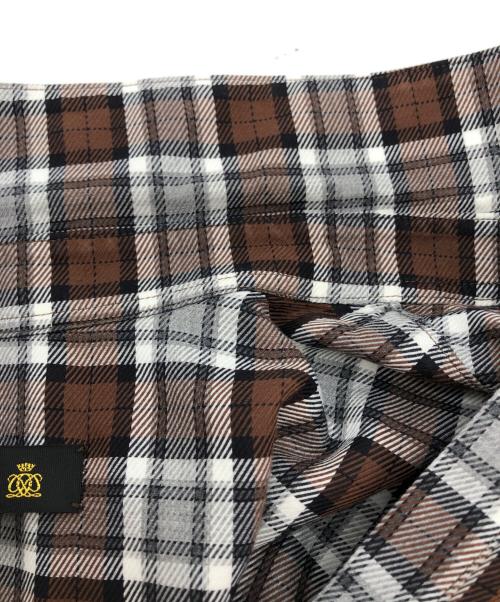 DRAWER（ドゥロワー）Drawer (ドゥロワー) メランジチェックショートスリーブワンピース ブラウン サイズ:36の古着・服飾アイテム
