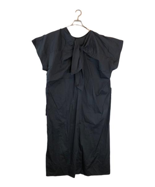 DRAWER（ドゥロワー）Drawer (ドゥロワー) コットンツイストリボンワンピース半袖ワンピース ネイビー サイズ:38の古着・服飾アイテム