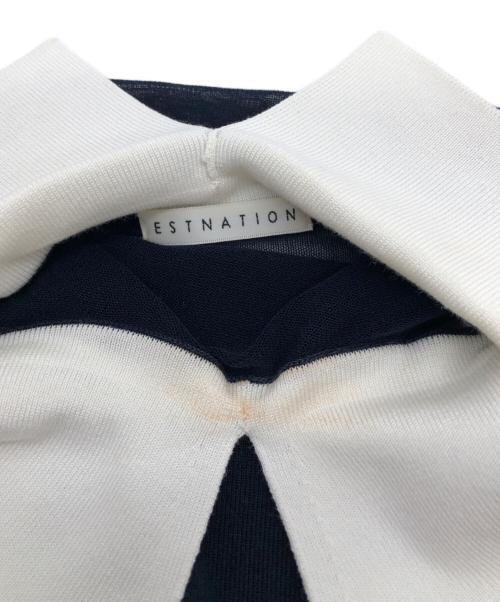 ESTNATION（エストネーション）ESTNATION (エストネーション) 衿付きヨークシアーニット ネイビー サイズ:Fの古着・服飾アイテム