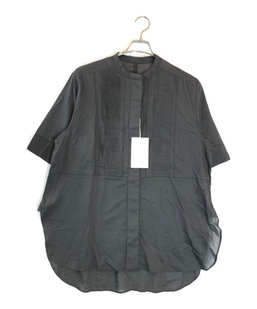 wagona（ワゴナ）wagona (ワゴナ) インドコットンボイルハンドタック半袖オーバーブラウス グレー サイズ:Mの古着・服飾アイテム