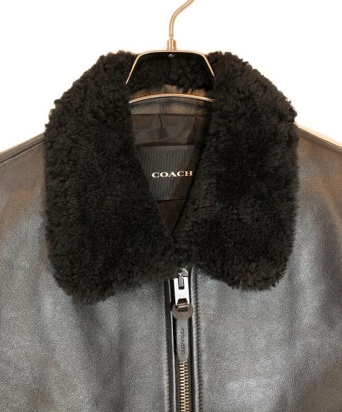 COACH（コーチ）COACH (コーチ) レザー フライト ジャケット・シアリング カラー ブラック サイズ:Mの古着・服飾アイテム