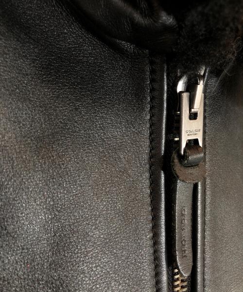 COACH（コーチ）COACH (コーチ) レザー フライト ジャケット・シアリング カラー ブラック サイズ:Mの古着・服飾アイテム