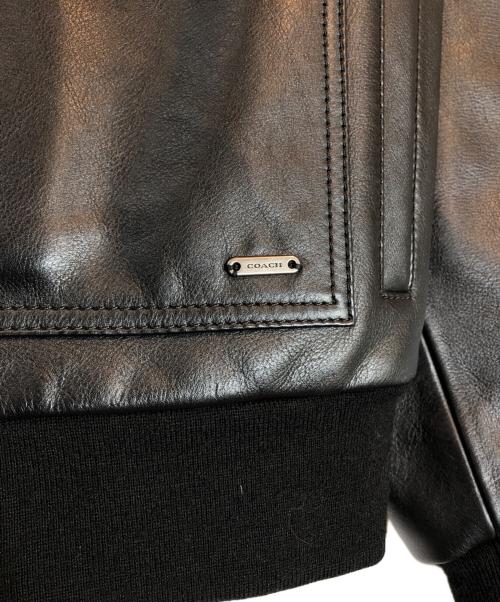 COACH（コーチ）COACH (コーチ) レザー フライト ジャケット・シアリング カラー ブラック サイズ:Mの古着・服飾アイテム