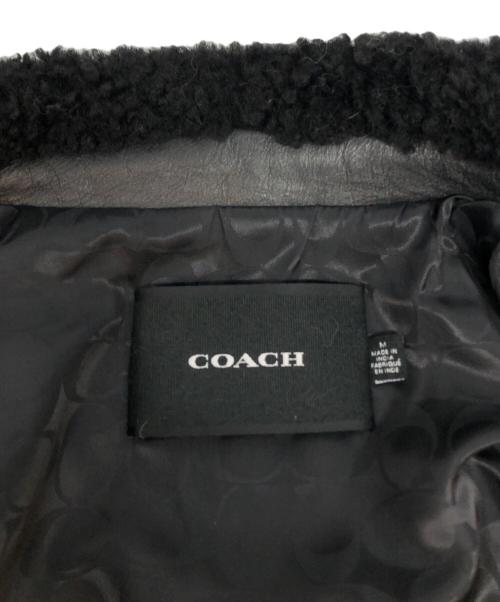COACH（コーチ）COACH (コーチ) レザー フライト ジャケット・シアリング カラー ブラック サイズ:Mの古着・服飾アイテム