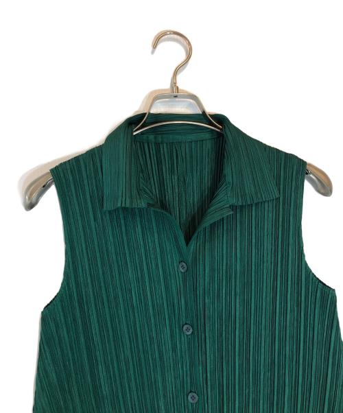PLEATS PLEASE（プリーツプリーズ）PLEATS PLEASE (プリーツプリーズ) ノースリーブプリーツワンピース グリーン サイズ:3の古着・服飾アイテム