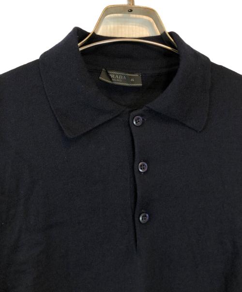 PRADA（プラダ）PRADA (プラダ) ニットポロシャツ ネイビー サイズ:46の古着・服飾アイテム