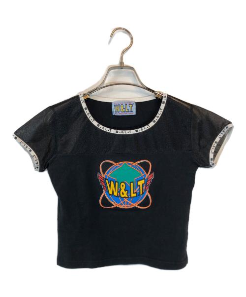 W.&L.T（ウォルト）W.&L.T (ウォルト) ロゴプリントシアーカットソー ブラック サイズ:不明の古着・服飾アイテム