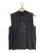 HOMME PLISSE ISSEY MIYAKEオム プリッセ イッセイ ミヤケ）の古着「クルーネックプリーツベスト」｜ブラック