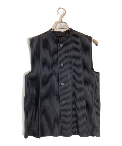 HOMME PLISSE ISSEY MIYAKE（オム プリッセ イッセイ ミヤケ）HOMME PLISSE ISSEY MIYAKE (オム プリッセ イッセイ ミヤケ) クルーネックプリーツベスト ブラック サイズ:1の古着・服飾アイテム