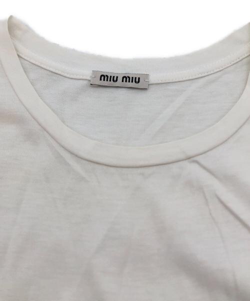 MIU MIU（ミュウミュウ）MIU MIU (ミュウミュウ) ウエストリボン ノースリーブワンピース ホワイト サイズ:Sの古着・服飾アイテム