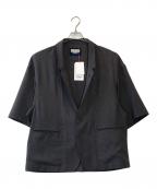 MAISON SPECIALメゾンスペシャル）の古着「Linen Mix Slab Standout Lapel Prime-Over Cropped-sleeve Shirt Jacket」｜グレー