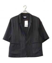 MAISON SPECIAL（メゾンスペシャル）の古着「Linen Mix Slab Standout Lapel Prime-Over Cropped-sleeve Shirt Jacket」｜グレー