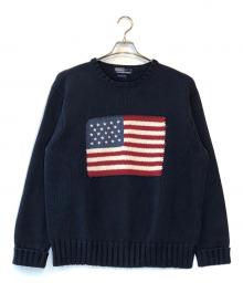 POLO RALPH LAUREN（ポロ・ラルフローレン）の古着「USA星条旗 コットンセーター」｜ネイビー
