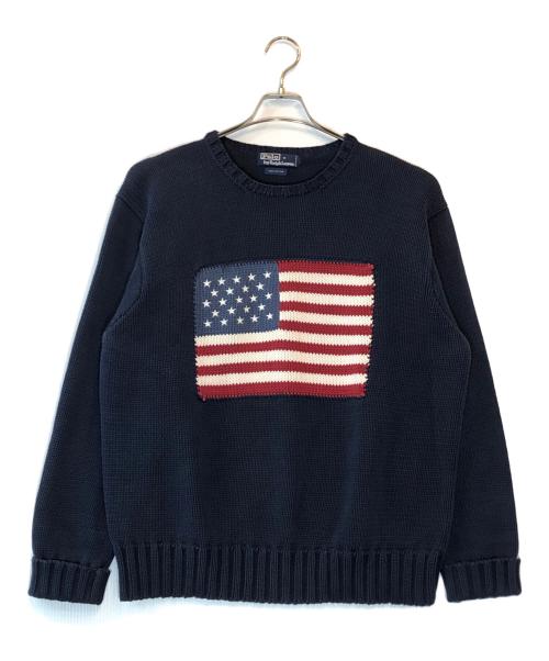 POLO RALPH LAUREN（ポロ・ラルフローレン）POLO RALPH LAUREN (ポロ・ラルフローレン) USA星条旗 コットンセーター ネイビー サイズ:Lの古着・服飾アイテム