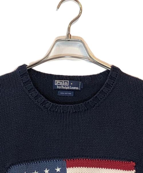 POLO RALPH LAUREN（ポロ・ラルフローレン）POLO RALPH LAUREN (ポロ・ラルフローレン) USA星条旗 コットンセーター ネイビー サイズ:Lの古着・服飾アイテム