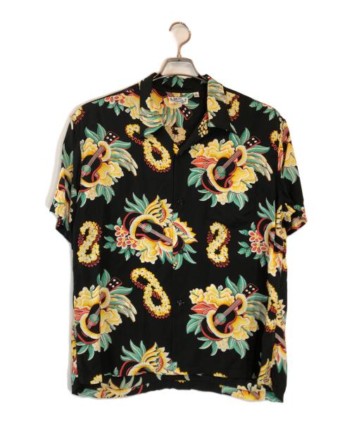Sun Surf（サンサーフ）Sun Surf (サンサーフ) ”MACINTOSH UKULELE” HAWAIIAN SHIRT ブラック サイズ:XLの古着・服飾アイテム