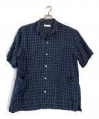 confectコンフェクト）の古着「リネンチェックシャツ」｜ブルー