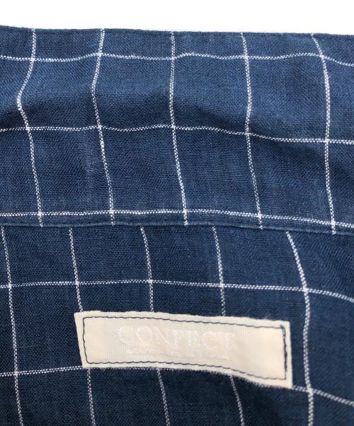 confect（コンフェクト）CONFECT (コンフェクト) リネンチェックシャツ ブルー サイズ:3の古着・服飾アイテム