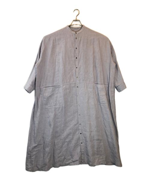 nest Robe（ネストローブ）nest Robe (ネストローブ) リネン天然染めビッグシャツワンピース パープル サイズ:Fの古着・服飾アイテム