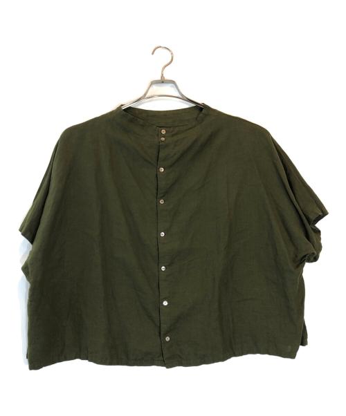 nest Robe（ネストローブ）nest Robe (ネストローブ) リネン ボトルネックドルマンブラウス カーキ サイズ:Fの古着・服飾アイテム