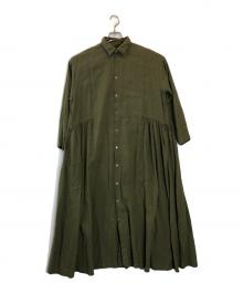 nest Robe（ネストローブ）の古着「近江晒 サイドギャザー ワンピース」｜カーキ